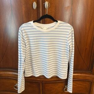 H&M Blue and White Striped Women's Jersey Top